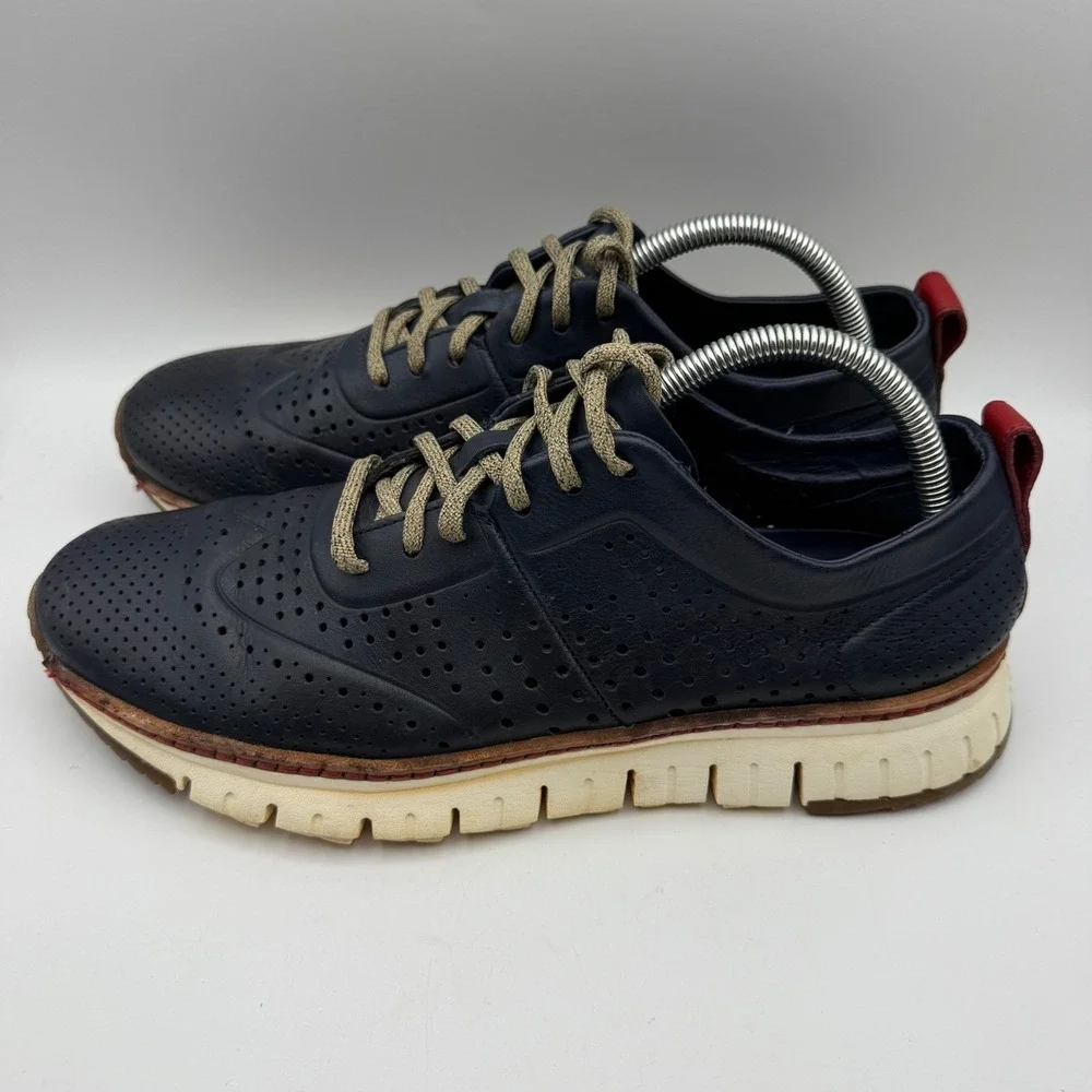 Cole‎ Haan Oxford Shoes Zerogrand Wingtip Perforated Leather Blue Mens 10M